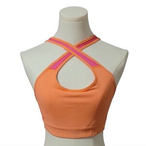 Victoria Secrets Crossback Sports Bra Neon Orange and Pink Size Small